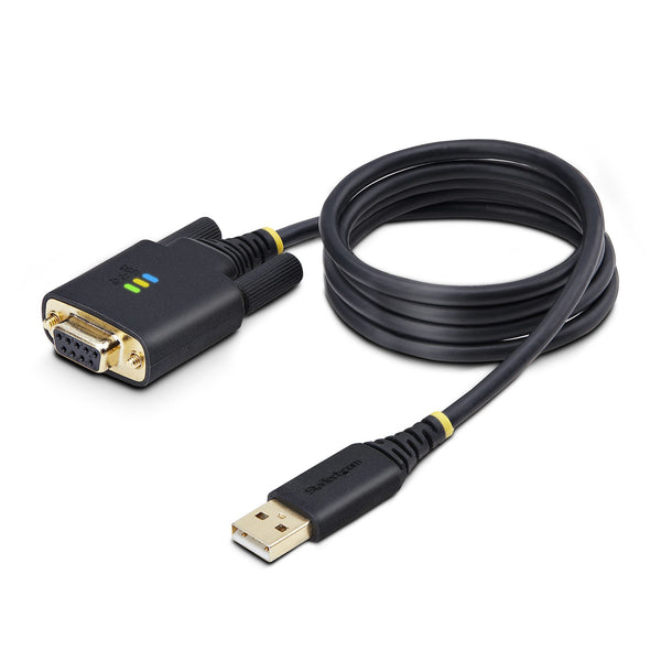 StarTech.com 1m USB Nullmodem Seriell Adapterkabel, USB-A auf RS232 DB9, FTDI, COM Retention, LED, wechselbare DB9 Schrauben und Muttern, Level-4 ESD-Schutz, Windows, macOS, ChromeOS und Linux - Robuste TPE-Konstruktion