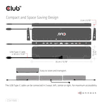 CLUB3D Dockingstation USB Gen1 Typ-C Dreifach-Display DP1.4 Alt-Modus Smart PD3.0 mit 100-Watt-Netzteil