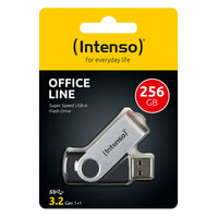Intenso USB-Stick Office Line, 256 GB, USB-A, 3.2 Gen 1x1, schwarz-silber