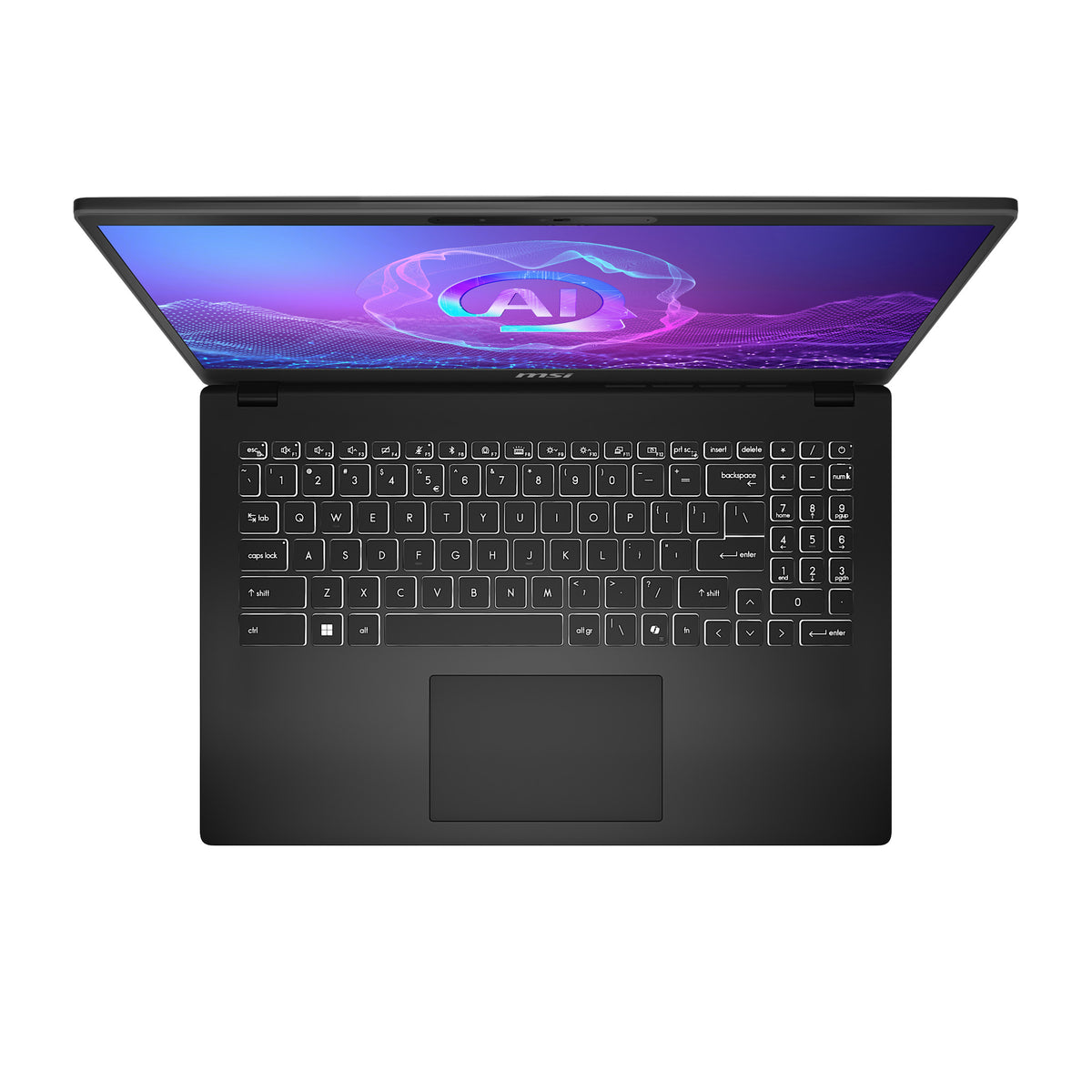 MSI Modern 15 H AI C2HMG-288FRNN Intel Core Ultra 5 225H Laptop 39,6 cm (15.6") Full HD 16 GB DDR5-SDRAM 512 GB SSD Wi-Fi 6E (802.11ax) Windows 11 Pro Schwarz AZERTY Französisch
