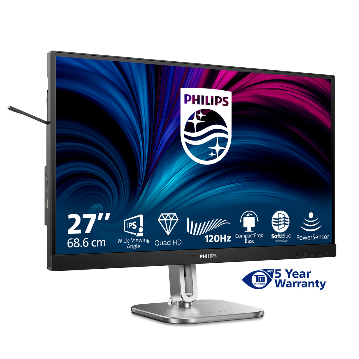 Philips 4000 series 27B2N4500/00 Computerbildschirm 68,6 cm (27") 2560 x 1440 Pixel Quad HD LCD Grau