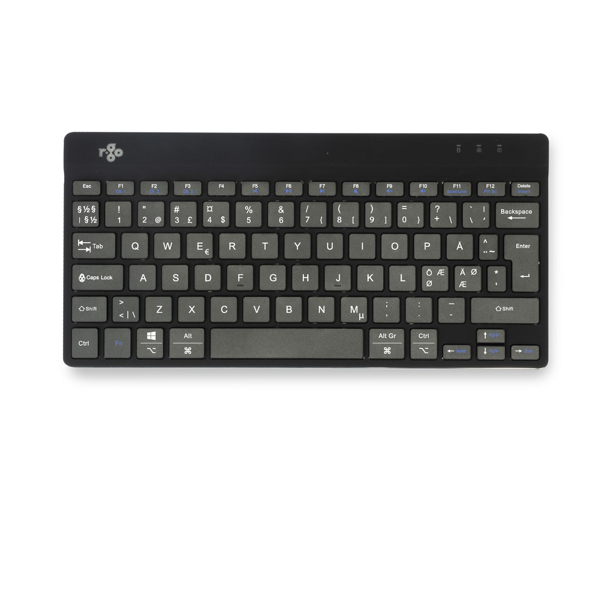 R-Go Tools Ergonomische Tastatur R-Go Compact Break, kompakte Tastatur mit Pausensoftware, QWERTY (NORDIC), Bluetooth, Schwarz