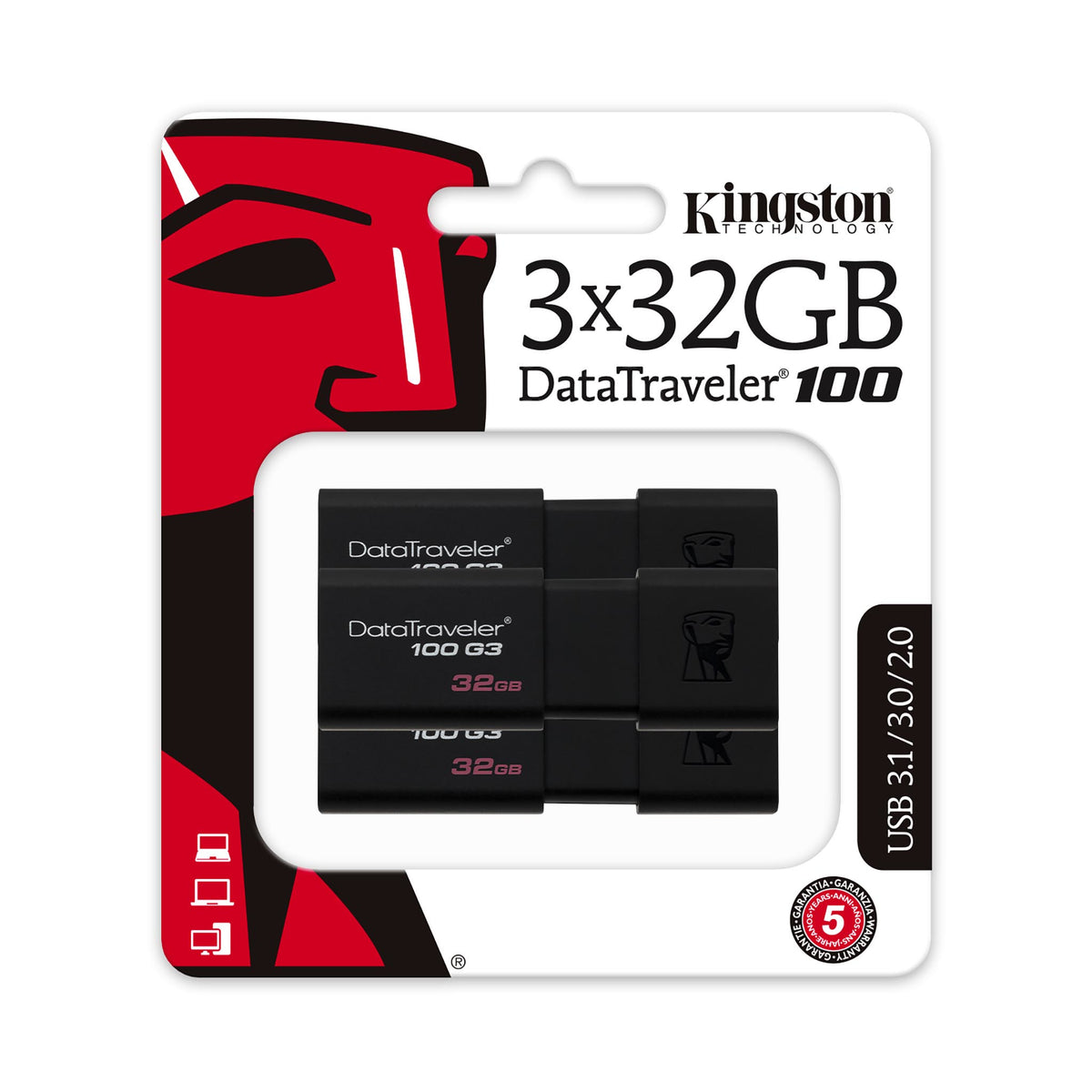Kingston Technology DataTraveler 100 G3 USB-Stick 32 GB USB Typ-A 3.2 Gen 1 (3.1 Gen 1) Schwarz