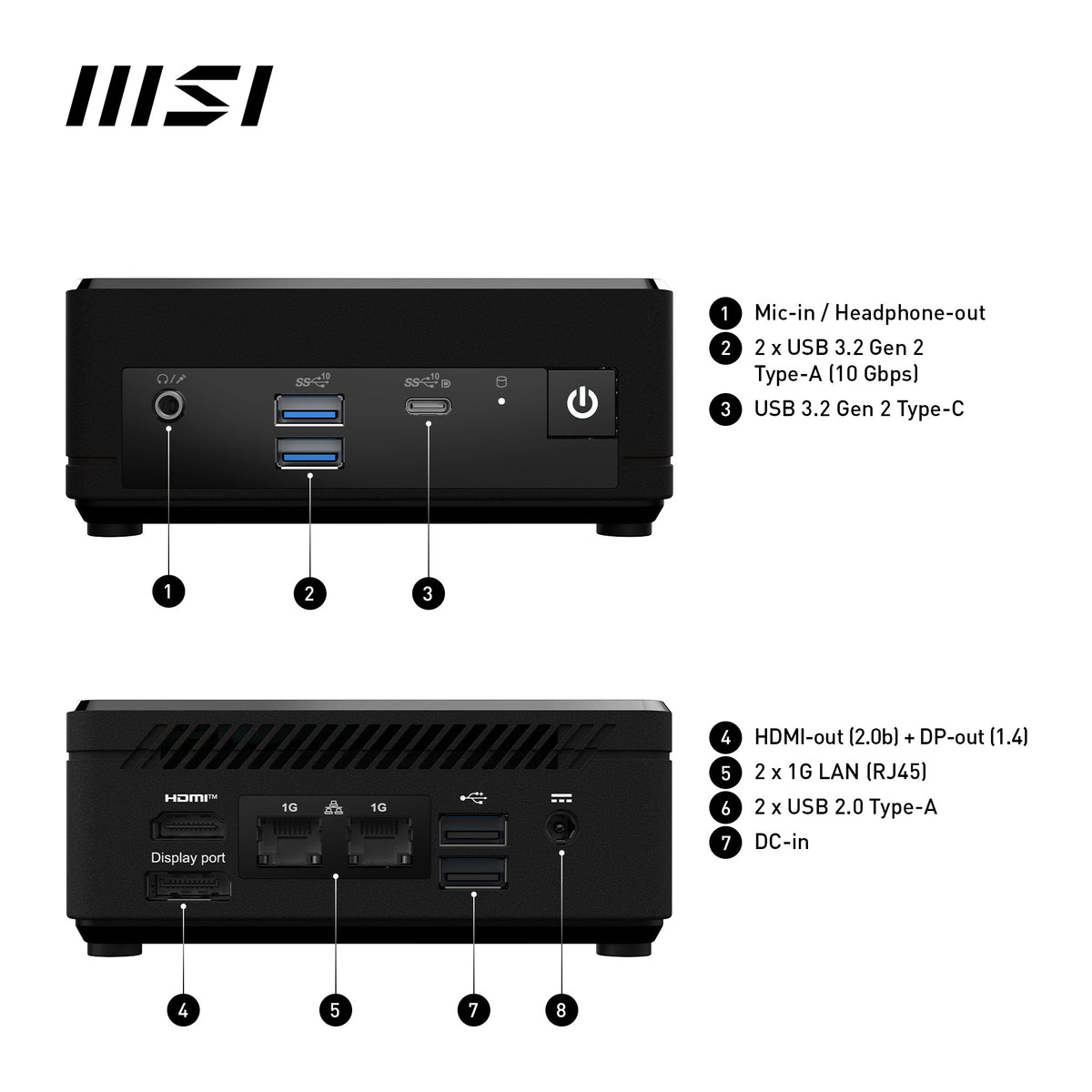 MSI Cubi N ADL-006DE Intel® N N200 4 GB DDR4-SDRAM 128 GB SSD Windows 11 Pro Mini PC Mini-PC Schwarz