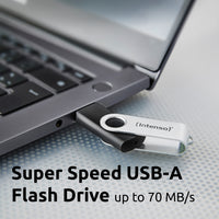 Intenso USB-Stick Office Line, 64 GB, USB-A, 3.2 Gen 1x1, schwarz-silber