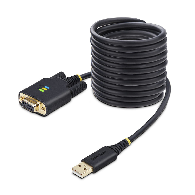 StarTech.com 3m USB Null Modem Seriell Adapterkabel, USB-A auf DB9 RS232, FTDI, COM Retention, LED, wechselbare DB9 Schrauben und Muttern, Level-4 ESD-Schutz, Windows, macOS, ChromeOS und Linux - Robuste TPE-Konstruktion
