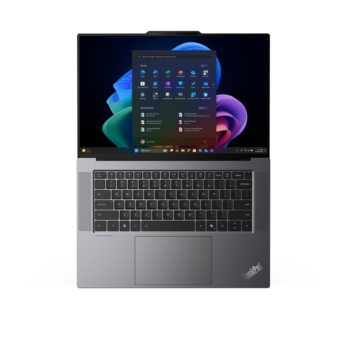 Lenovo ThinkPad X9-15p Gen 1 Aura Edition Copilot+ PC Intel Core Ultra X7 358H Laptop 38,9 cm (15.3") Touchscreen 2.8K 32 GB LPDDR5x-SDRAM 1 TB SSD Wi-Fi 7 (802.11be) Windows 11 Pro Grau Schweiz