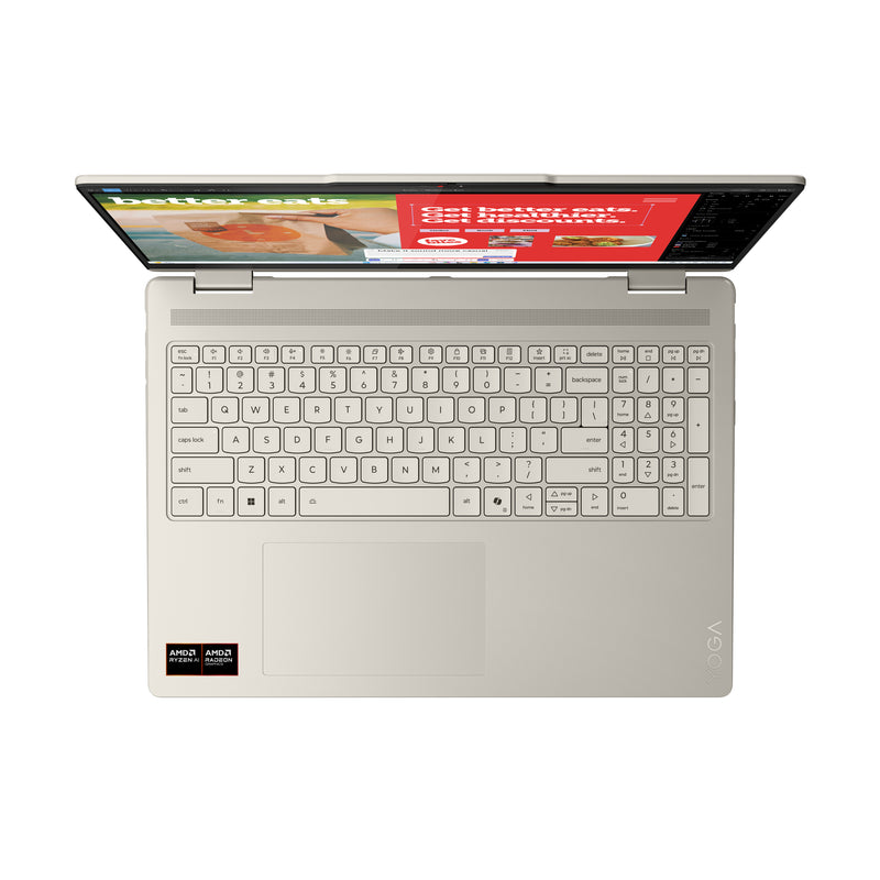 Lenovo Yoga 7 2-in-1 16AKP10 Copilot+ PC AMD Ryzen AI 7 350 Hybrid (2-in-1) 40,6 cm (16") Touchscreen 2.8K 16 GB LPDDR5x-SDRAM 1 TB SSD Wi-Fi 7 (802.11be) Windows 11 Home Deutsch Grau