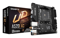 GIGABYTE A520I AC Motherboard - Unterstützt AMD Ryzen 5000 Series AM4 CPUs, 6 Phasen Digital VRM, bis zu 5300MHz DDR4 (OC), 1xPCIe 3.0 M.2, WIFI, GbE LAN, USB 3.2 Gen1