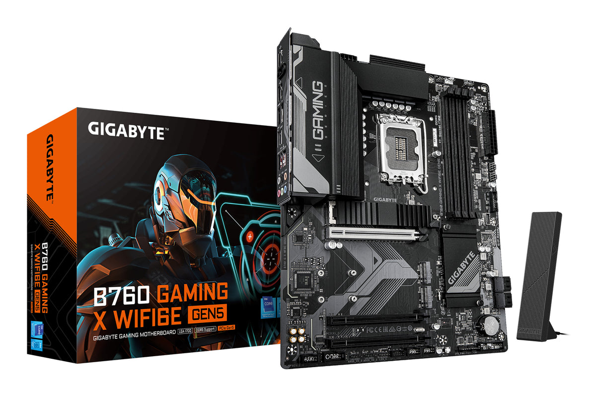 GIGABYTE B760 GAMING X WIFI6E GEN5 Mainboard – Unterstützt Intel Core Prozessoren der 14. Generation, 8+1+1 Phasen VRM, bis zu 5600 MHz DDR5, 3 x PCIe 4.0 M.2, Wi-Fi 6E, 2.5 GbE LAN, USB 3.2 Gen 2