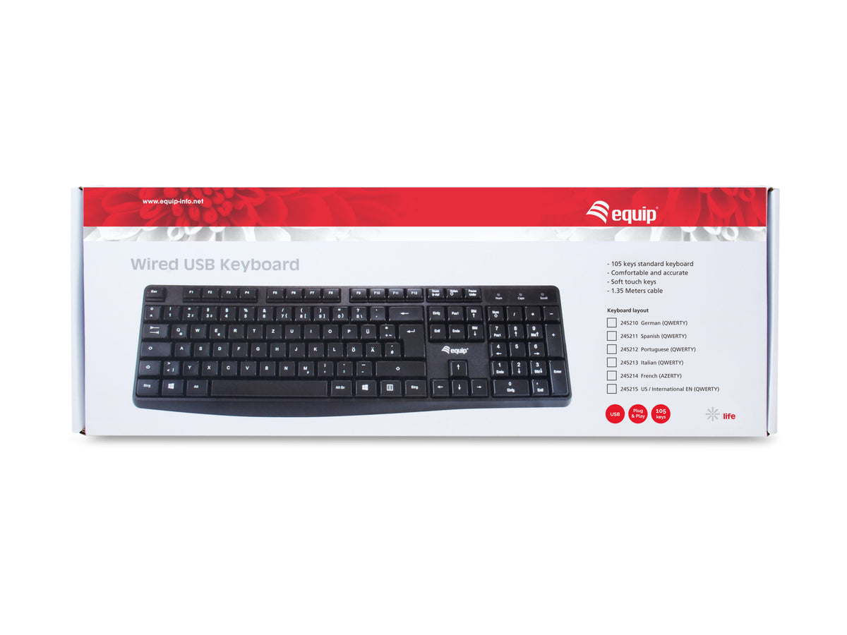 Equip 245213 Tastatur Büro USB QWERTY Italienisch Schwarz