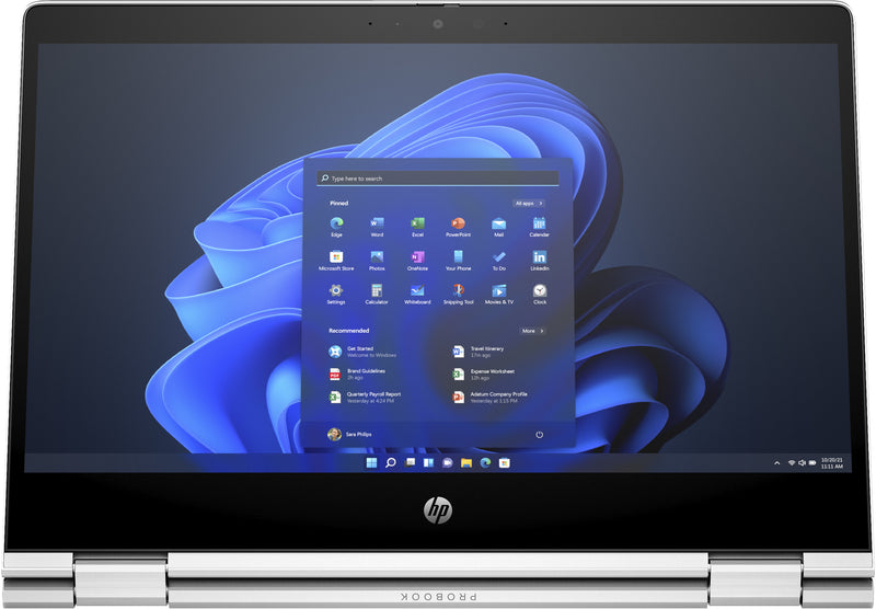 HP Pro x360 435 G10 AMD Ryzen™ 5 7530U Laptop 33,8 cm (13.3") Touchscreen Full HD 16 GB DDR4-SDRAM 512 GB SSD Wi-Fi 6E (802.11ax) Windows 11 Pro Silber
