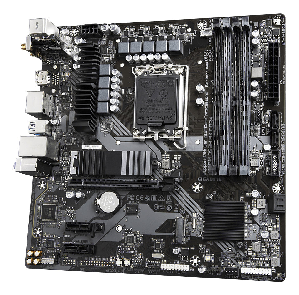 GIGABYTE B760M DS3H AX DDR4 Motherboard - Unterstützt Intel Core 14. Generation CPUs, 6+2+1 Phasen Digital VRM, bis zu 5333MHz DDR4 (OC), 2xPCIe 4.0 M.2, Wi-Fi 6E, 2.5GbE LAN, USB 3.2 Gen2