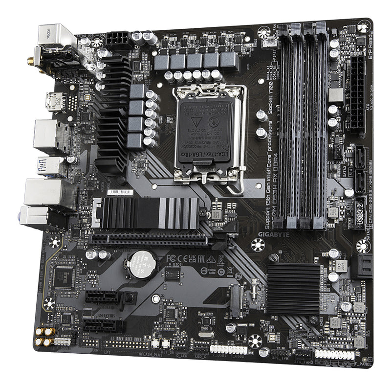 GIGABYTE B760M DS3H AX DDR4 Motherboard - Unterstützt Intel Core 14. Generation CPUs, 6+2+1 Phasen Digital VRM, bis zu 5333MHz DDR4 (OC), 2xPCIe 4.0 M.2, Wi-Fi 6E, 2.5GbE LAN, USB 3.2 Gen2