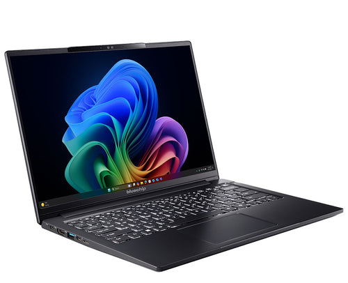 bluechip TRAVELline U14W17, Copilot+ PC Intel Core Ultra 5 135H Laptop 35,6 cm (14") 16 GB LPDDR5x-SDRAM 500 GB SSD Wi-Fi 7 (802.11be) Windows 11 Pro Schwarz