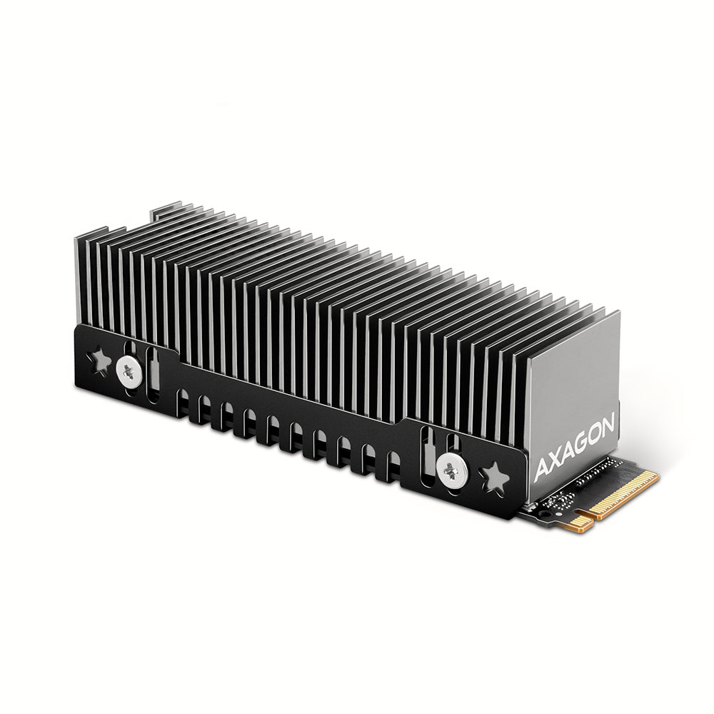 Axagon CLR-M2XT Aluminium-Passivkühler für einseitige und doppelseitige M.2-SSD-Festplatten, Größe 2280, Höhe 24 mm