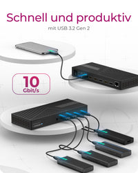 ICY BOX IB-DK2246AC, DisplayLink Notebook DockingStation, DisplayLink® und DP Alt Mode, 2x DisplayPort™ oder 2x HDMI® plus 1x HDMI® Schnittstelle bis zu 4096