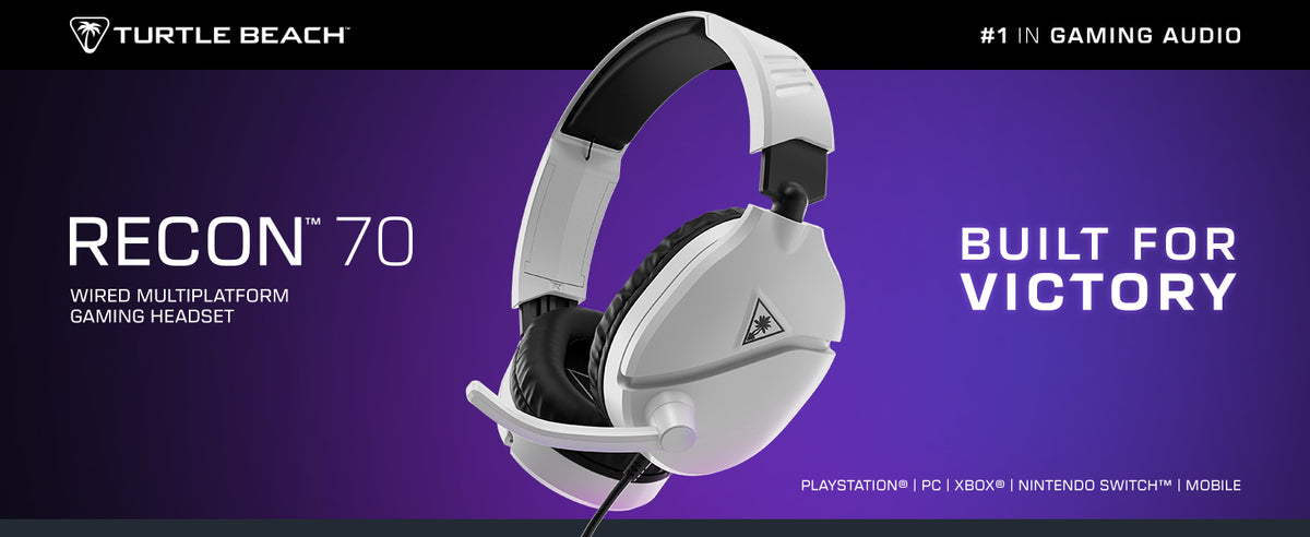 Turtle Beach Recon 70 Konsole Weiß Playstation Universell Einsetzbares Gaming-Headset for PS5, PS4, Xbox Series X|S, Xbox One, PC and Mobile