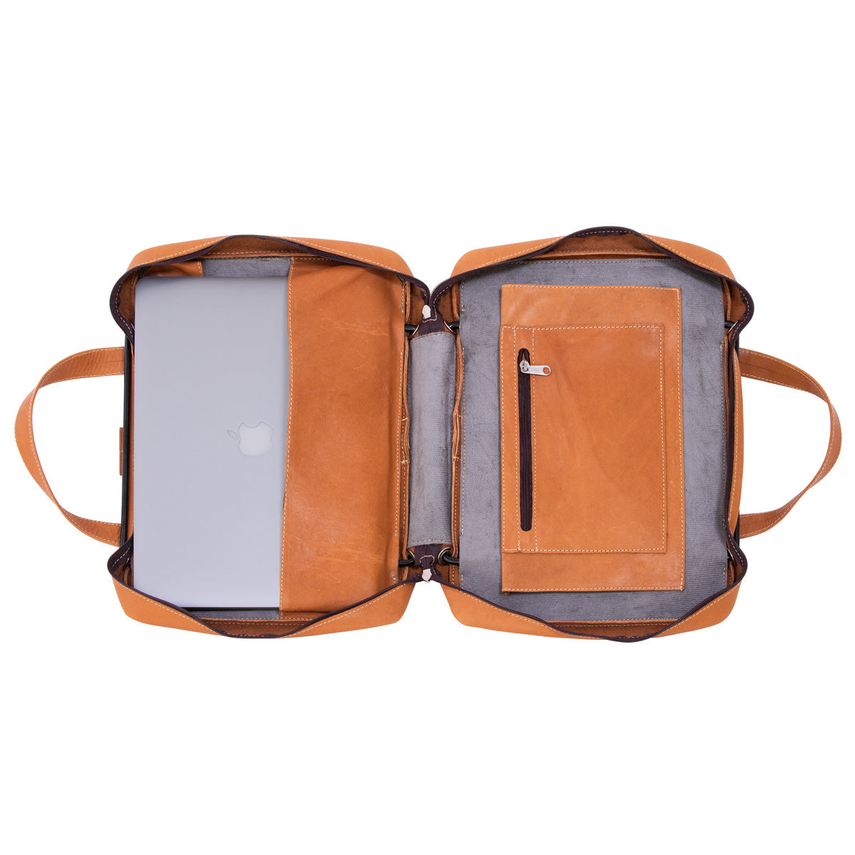 R-Go Tools Laptoptasche R-Go Viva, Vollnarbenleder, mit integriertem Laptop-Ständer, Schulterriemen, 15,6-Zoll, braun