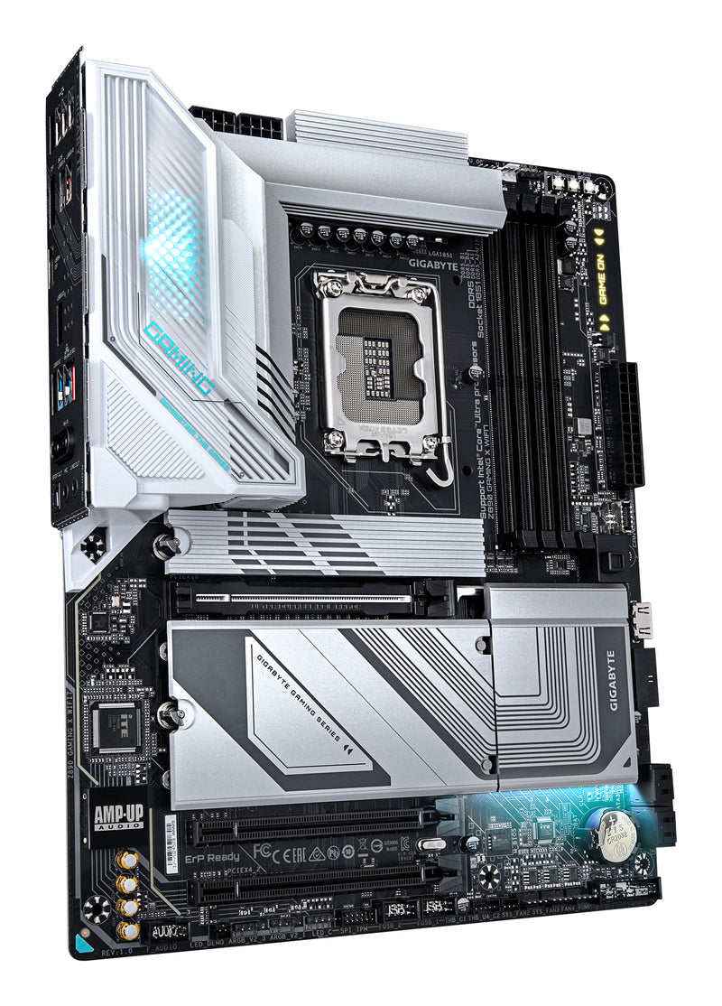 GIGABYTE Z890 GAMING X WIFI7 Mainboard - Unterstützt Intel Core Ultra (Serie 2) CPUs, 16+1+2 Phasen VRM, bis zu 8800MHz DDR5 (OC), 1xPCIe 5.0 + 3xPCIe 4.0, Wi-Fi 7, 2.5GbE LAN, USB 4