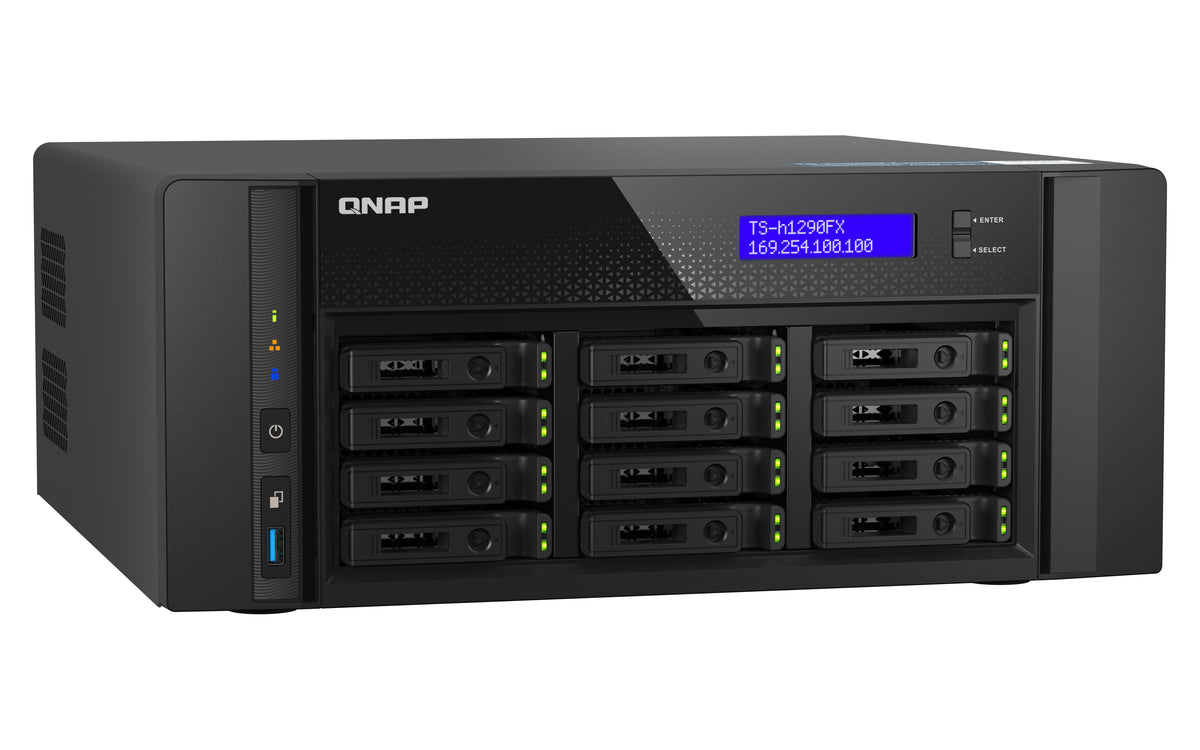 QNAP TS-h1290FX NAS Tower EPYC 7302P 256 GB DDR4 0 TB QuTS hero Schwarz