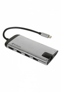 Verbatim 16102510 laptop-dockingstation & portreplikator Kabelgebunden USB 3.2 Gen 1 (3.1 Gen 1) Type-C Schwarz, Silber