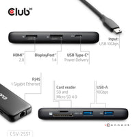 CLUB3D 8-1 Portable Dock USB Type-C® 10Gbps to HDMI™ and DisplayPort™ 8K30Hz PD Max.100Watt