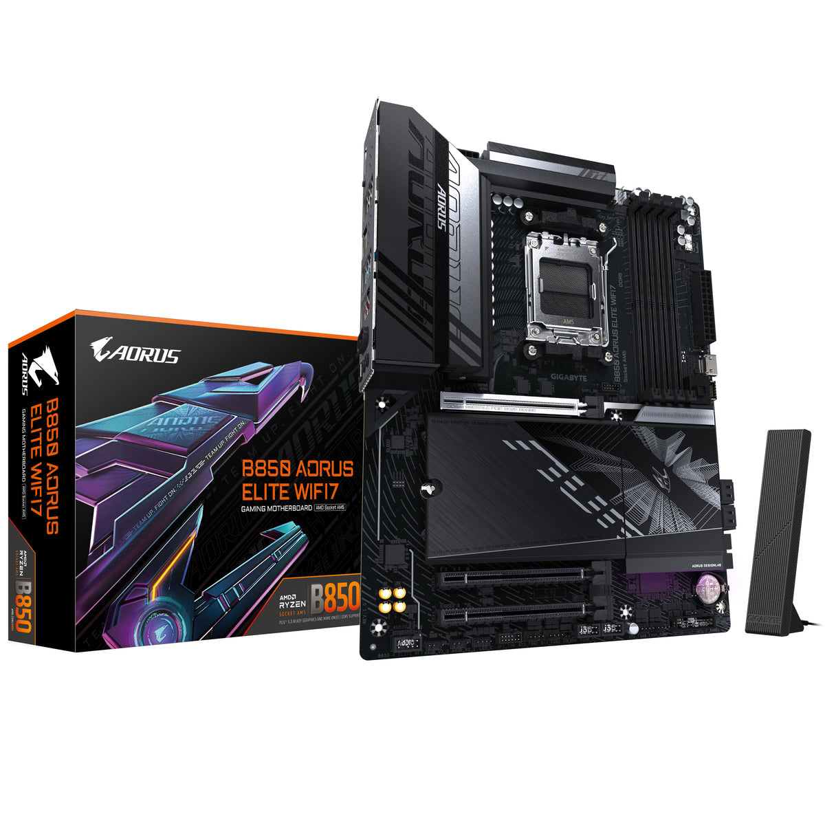 GIGABYTE B850 AORUS ELITE WIFI7 Motherboard - AMD Ryzen 9000 Serie CPUs, 14+2+2 Phasen digitales VRM, bis zu 8200MHz DDR5 (OC), 1xPCIe 5.0 + 2xPCIe 4.0 M.2, 2,5 LAN, WIFI 7, USB 3.2 Gen 2x2
