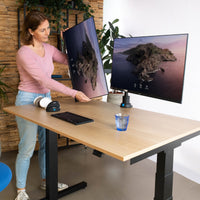 R-Go Tools Monitorarm R-Go Caparo, verstellbarer Doppelmonitorarm mit Gasfeder, 100% Zirkular, 3-9 kg Tragkraft, schwarz