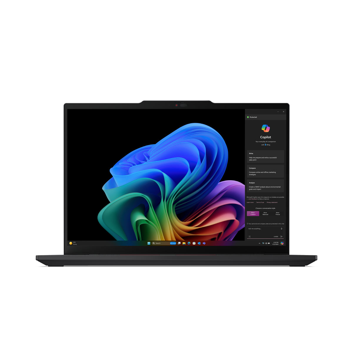 Lenovo ThinkPad T14s Gen 6 (Snapdragon) Copilot+ PC X1E-78-100 Laptop 35,6 cm (14") WUXGA 32 GB LPDDR5x-SDRAM 1 TB SSD Wi-Fi 7 (802.11be) Windows 11 Pro Deutsch Schwarz