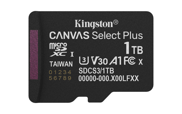 Kingston Technology 1 To micSDXC Canvas Select Plus Gen3 150R A1 (Sans adaptateur SD)