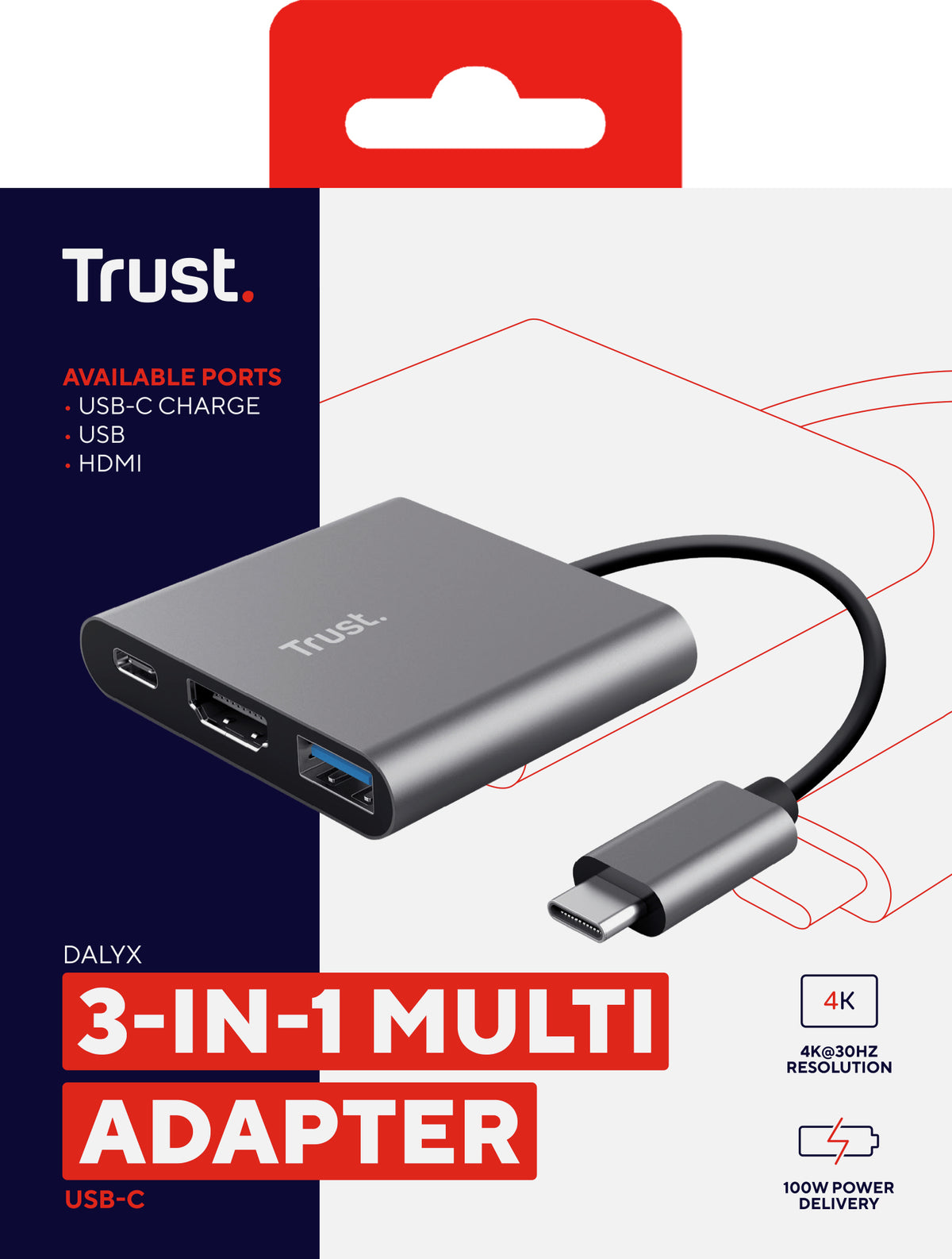 Trust Dalyx USB 3.2 Gen 1 (3.1 Gen 1) Type-C Aluminium, Schwarz