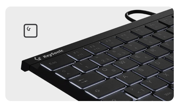 KeySonic KSK-5011ELC (DE) Mini Tastatur, Hintergrundbeleuchtung, integrierter Nummernblock, Combo, schwarz