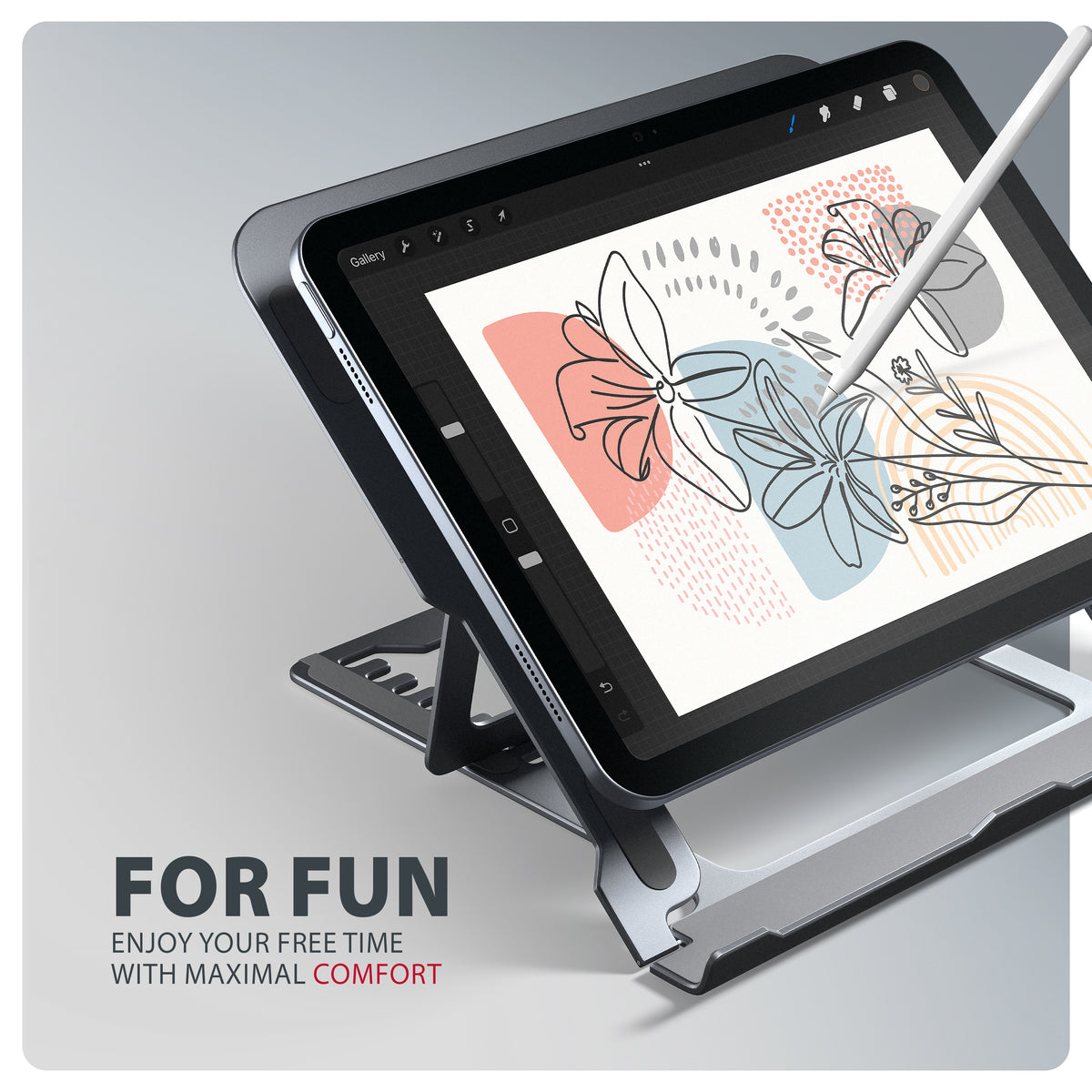Axagon STND-LAG Aluminiumständer für Laptops und Tablets der Größe 10"–17.3". Acht Verstellbare Positionen. Graue Version.