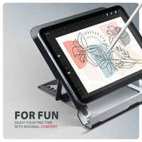 Axagon STND-LAG Aluminiumständer für Laptops und Tablets der Größe 10"–17.3". Acht Verstellbare Positionen. Graue Version.