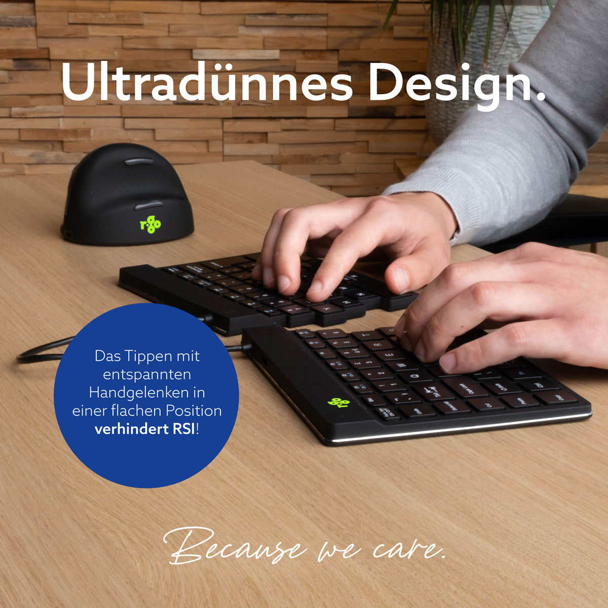 R-Go Tools Ergonomische Tastatur R-Go Split Break mit Pausensoftware, geteilte Tastatur, QWERTY (NORDIC), kabellos, schwarz
