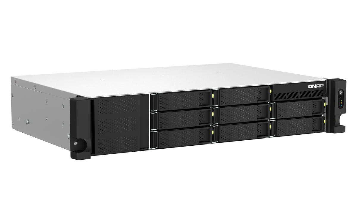 QNAP TS-873AEU-4G NAS & Speicherserver Rack (2U) Ryzen Embedded V1500B 4 GB DDR4 0 TB QuTS hero Schwarz