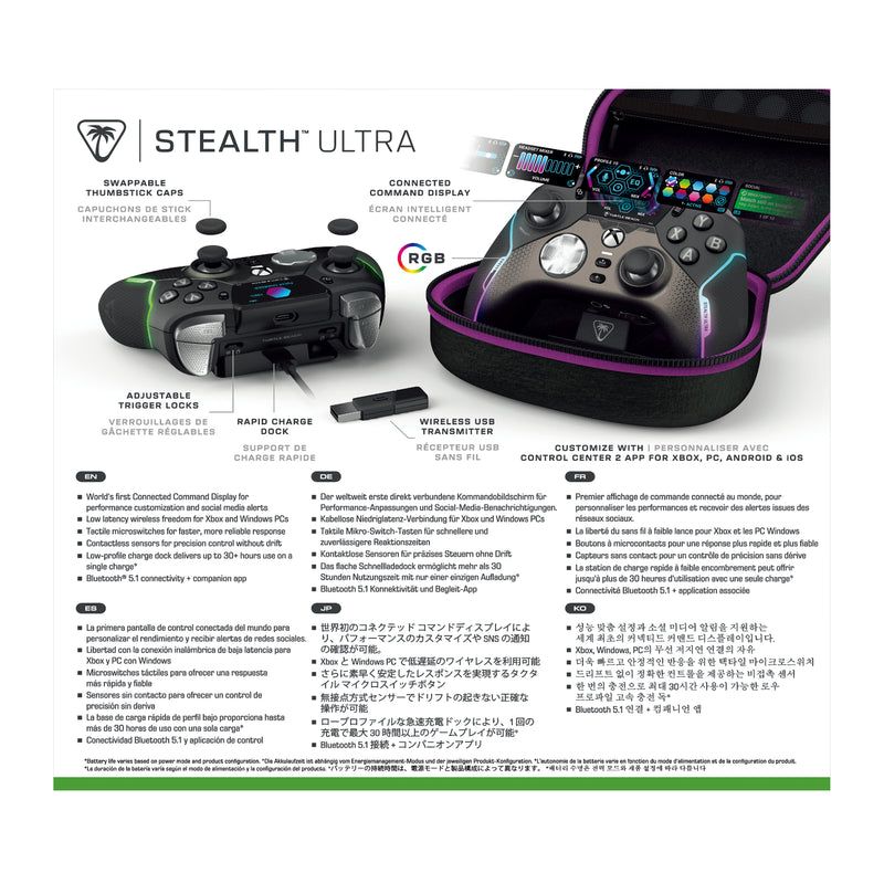 Turtle Beach Stealth Ultra Wireless Gaming-Controller mit Schnellladedock, Anpassbare Trigger-Stop und Befehlsanzeige für Xbox Series X,S, Xbox One und PC , Offiziell lizenziert für Xbox