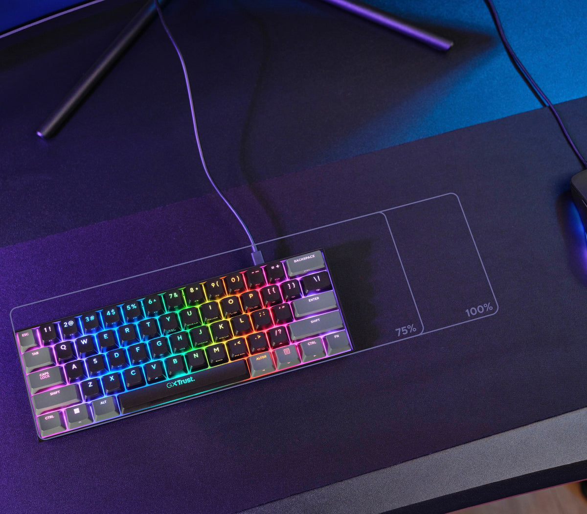 Trust GXT 867 Acira Tastatur Gaming USB QWERTZ Deutsch Schwarz, Grau
