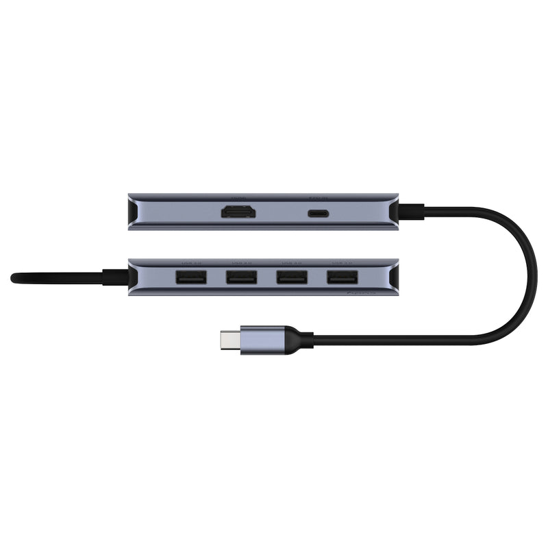 Cudy UH500 laptop-dockingstation & portreplikator USB 3.2 Gen 1 (3.1 Gen 1) Type-C Grau, Silber