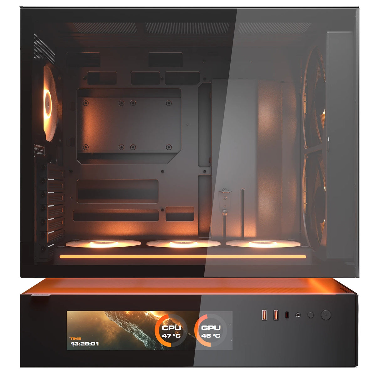 COUGAR Mid-Tower Case, CFV235 Vision, ARGB, LCD Display, Mesh, Black