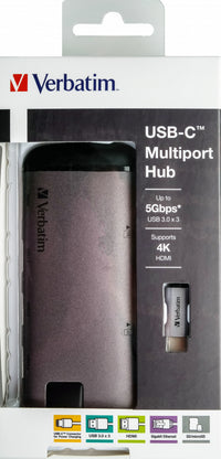 Verbatim 16102510 laptop-dockingstation & portreplikator Kabelgebunden USB 3.2 Gen 1 (3.1 Gen 1) Type-C Schwarz, Silber