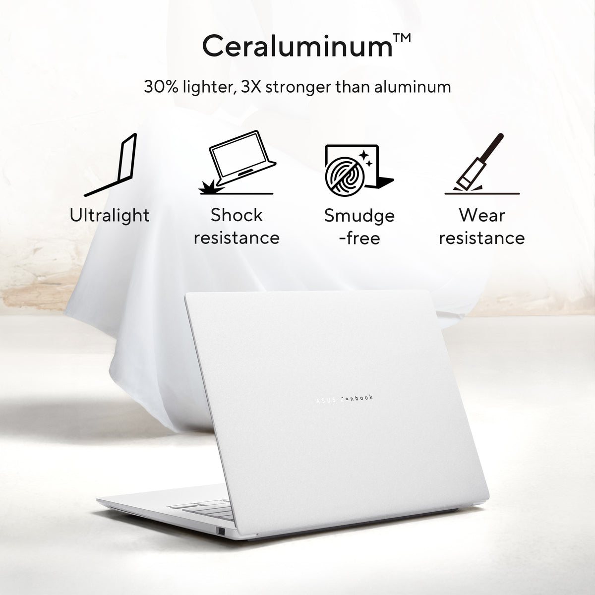 ASUS Zenbook S14 UX5406AA-SU173W Copilot+ PC Intel Core Ultra 9 386H Laptop 35,6 cm (14") Touchscreen 3K 32 GB LPDDR5x-SDRAM 1 TB SSD Wi-Fi 7 (802.11be) Windows 11 Home Spanisch Weiß