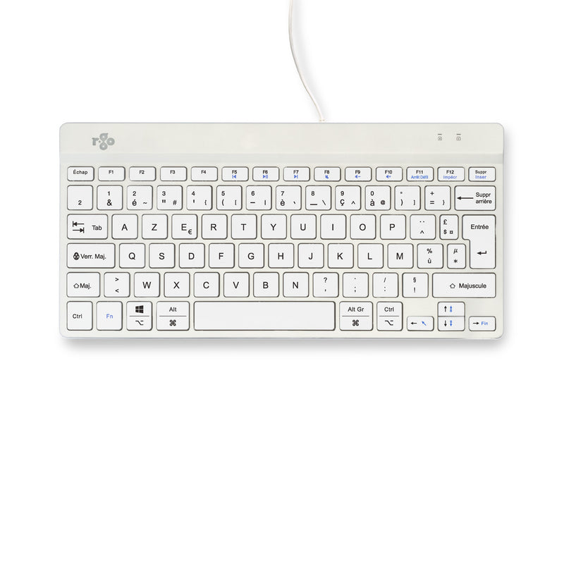 R-Go Tools Ergonomische Tastatur R-Go Compact Break, kompakte Tastatur mit Pausensoftware, AZERTY (FR), Kabelgebunden, Weiß