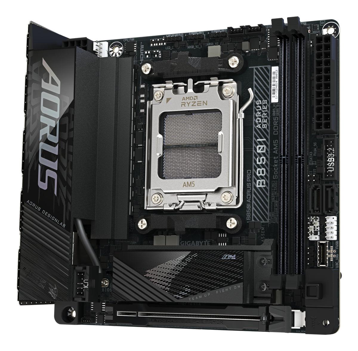 GIGABYTE B850I AORUS PRO Motherboard - Unterstützt AMD Ryzen 9000 Serie CPUs, 8+2+1 Phasen Digital-VRM, bis zu 8400MHz DDR5 (OC), 1xPCIe 5.0 + 1xPCIe 4.0 M.2, 2.5LAN, WIFI 7, USB 3.2 Gen 2