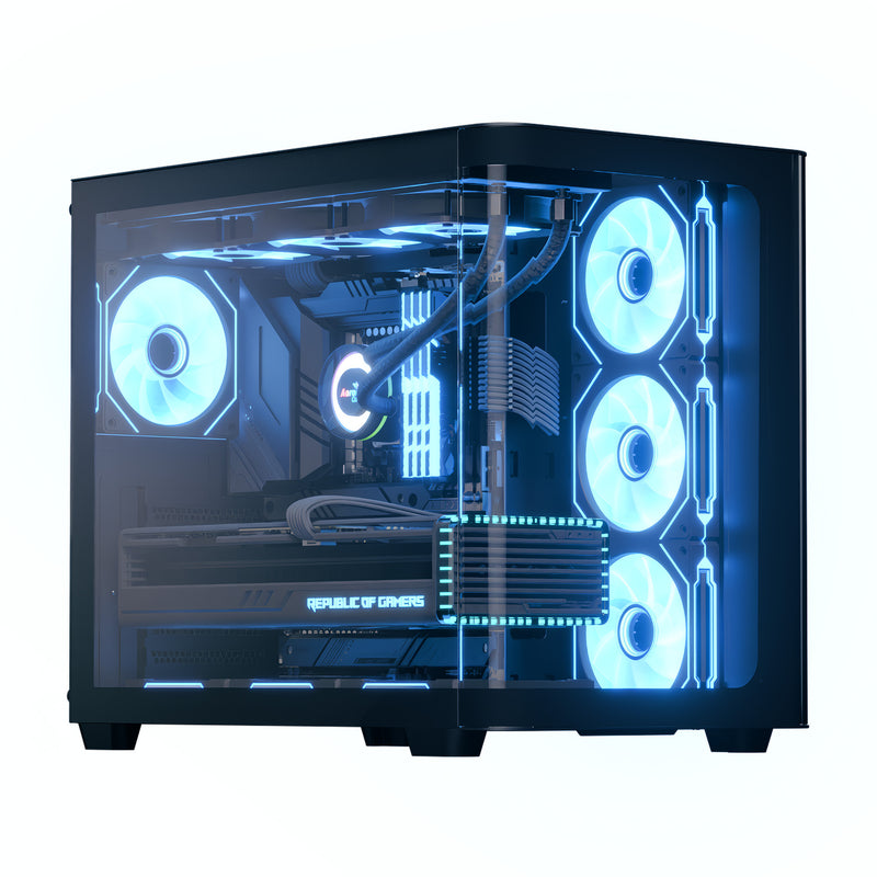 Aerocool P500C PC-Gehäuse, Midi-Tower, ATX, Tempered Glass - schwarz – Ansicht 2