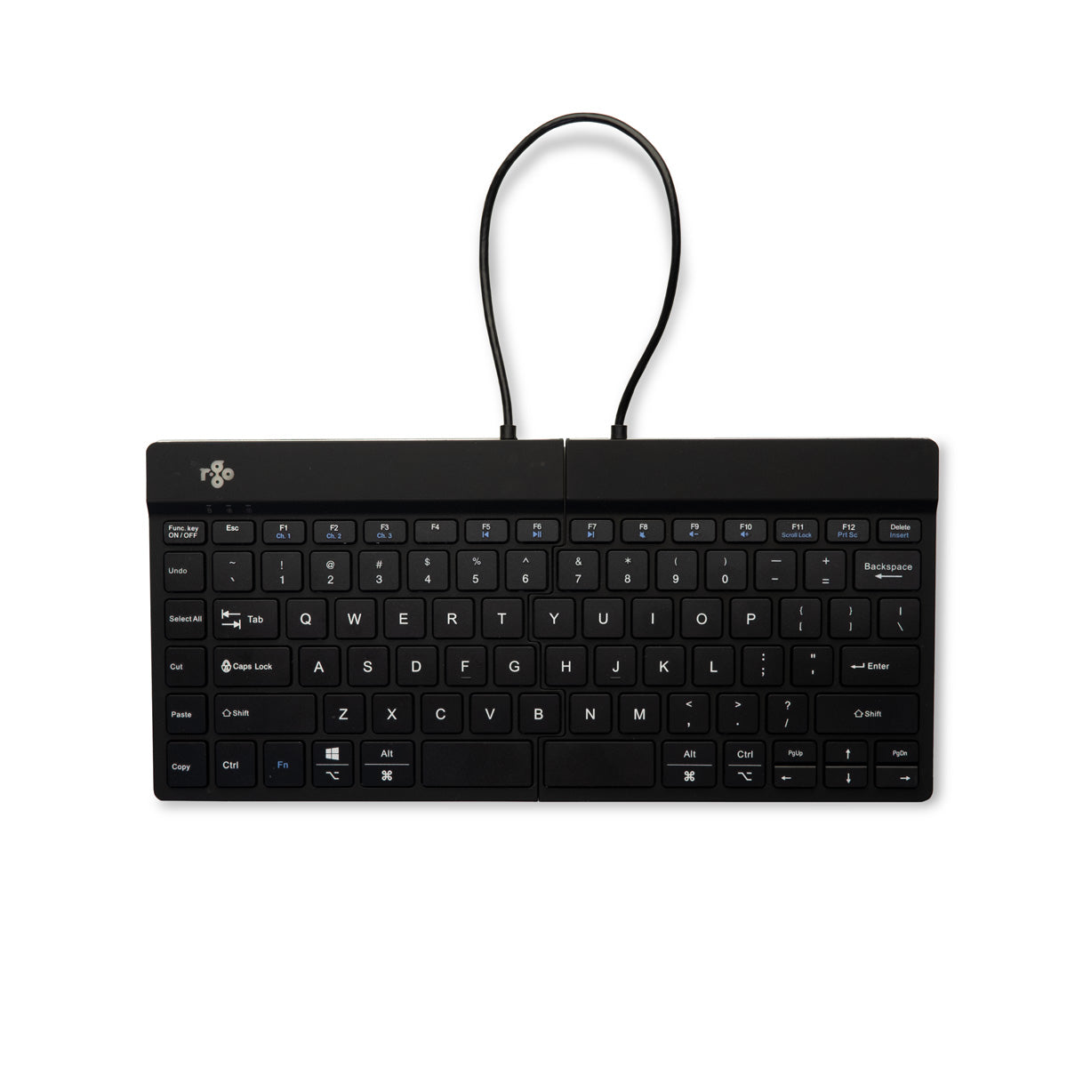 R-Go Tools Ergonomische Tastatur R-Go Split Break mit Pausensoftware, geteilte Tastatur, QWERTY (US), kabellos, schwarz
