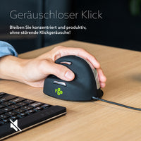 R-Go Tools Ergonomische Maus R-Go HE Break mit Pausensoftware, medium (Handlänge 165-185mm), Linkshänder, verkabelt, schwarz