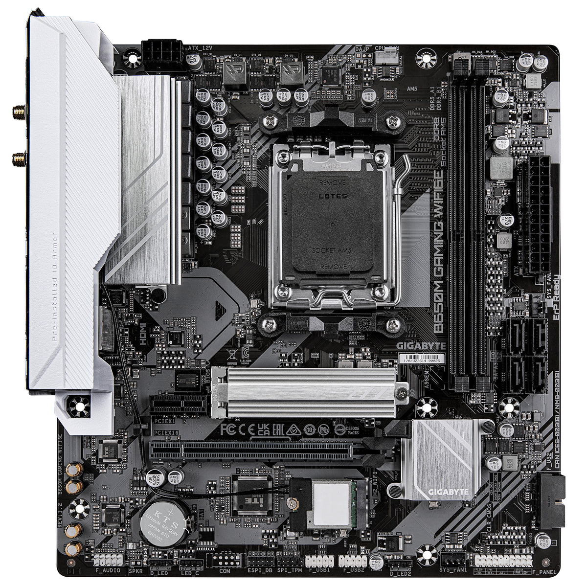 GIGABYTE B650M GAMING WIFI6E Mainboard - AMD Ryzen 9000 Serie CPUs, 5+2+2 Phasen VRM, bis zu 6400 MHz DDR5 (OC), 1xPCIe 4.0 M.2, 2,5 GbE LAN, WIFI 6E, USB 3.2 Gen 1