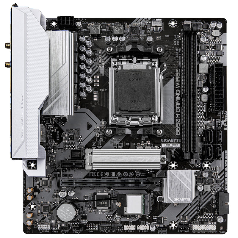 GIGABYTE B650M GAMING WIFI6E Mainboard - AMD Ryzen 9000 Serie CPUs, 5+2+2 Phasen VRM, bis zu 6400 MHz DDR5 (OC), 1xPCIe 4.0 M.2, 2,5 GbE LAN, WIFI 6E, USB 3.2 Gen 1